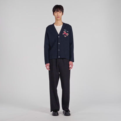 Horse Cardigan Long-Sleeved Embroidered Cardigan Midnight Blue