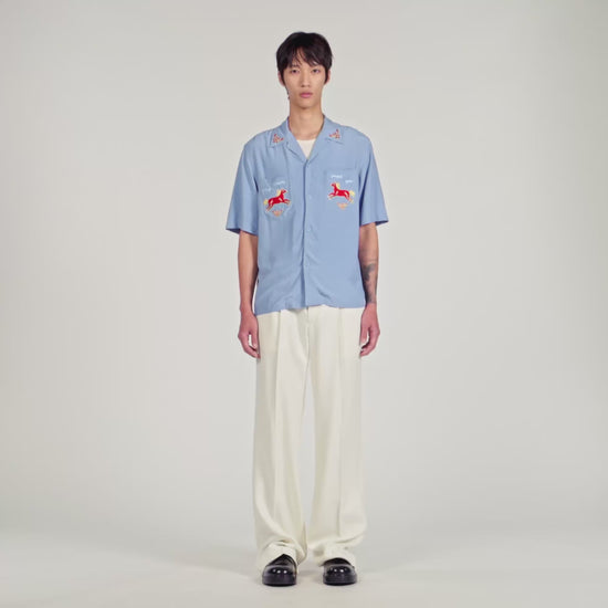 Horse Shirt Ss Embroidered Horse Loose-Fit Shirt Chambray