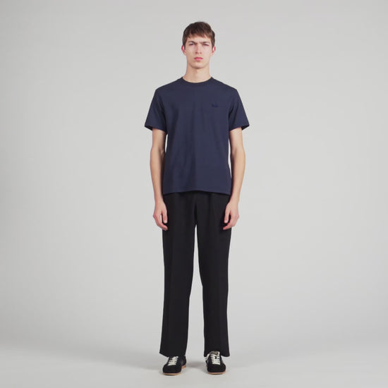 T Shirt With Double S Patch Navy Blue