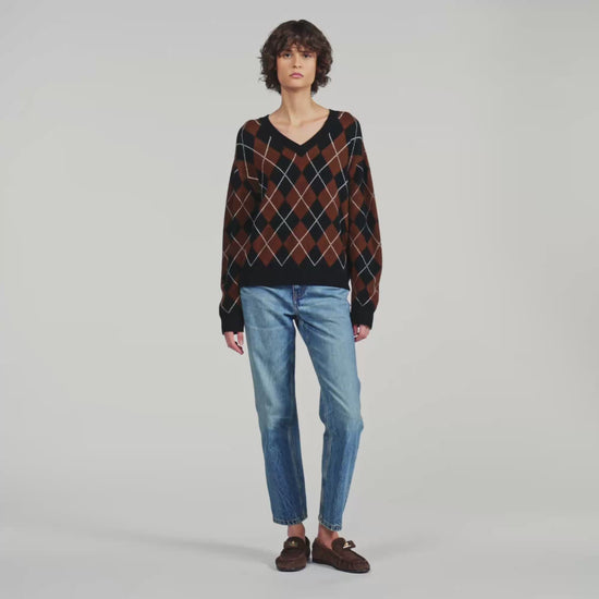 Wade Rhinestone Argyle jumper Black / Brown