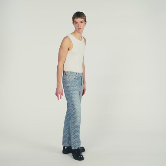 Regular Sanded Cross Regular-Fit Square Cross Jeans SKY BLUE