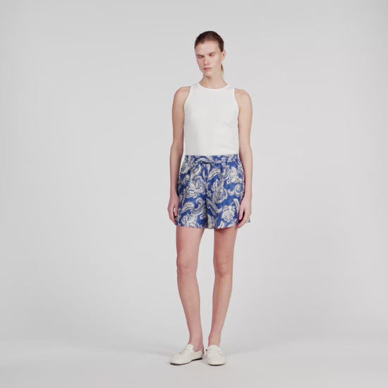 Pierlot Floral Print Shorts BLUE / ECRU