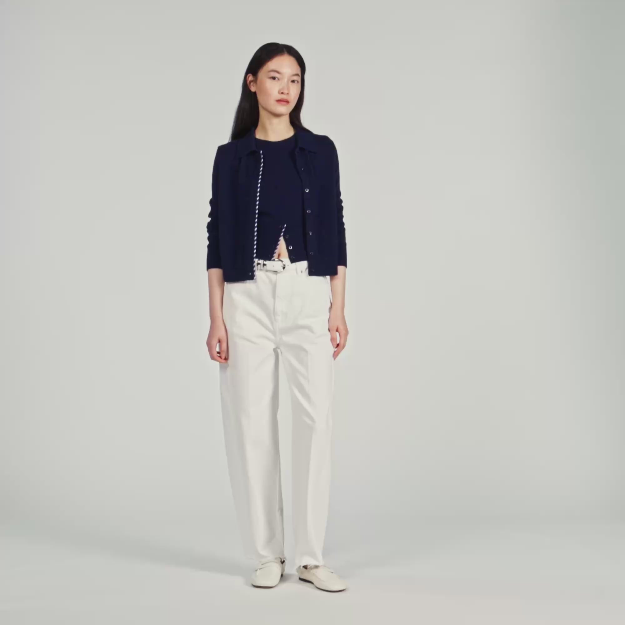 Dantes Striped Wool And Cashmere Cardigan Navy Blue