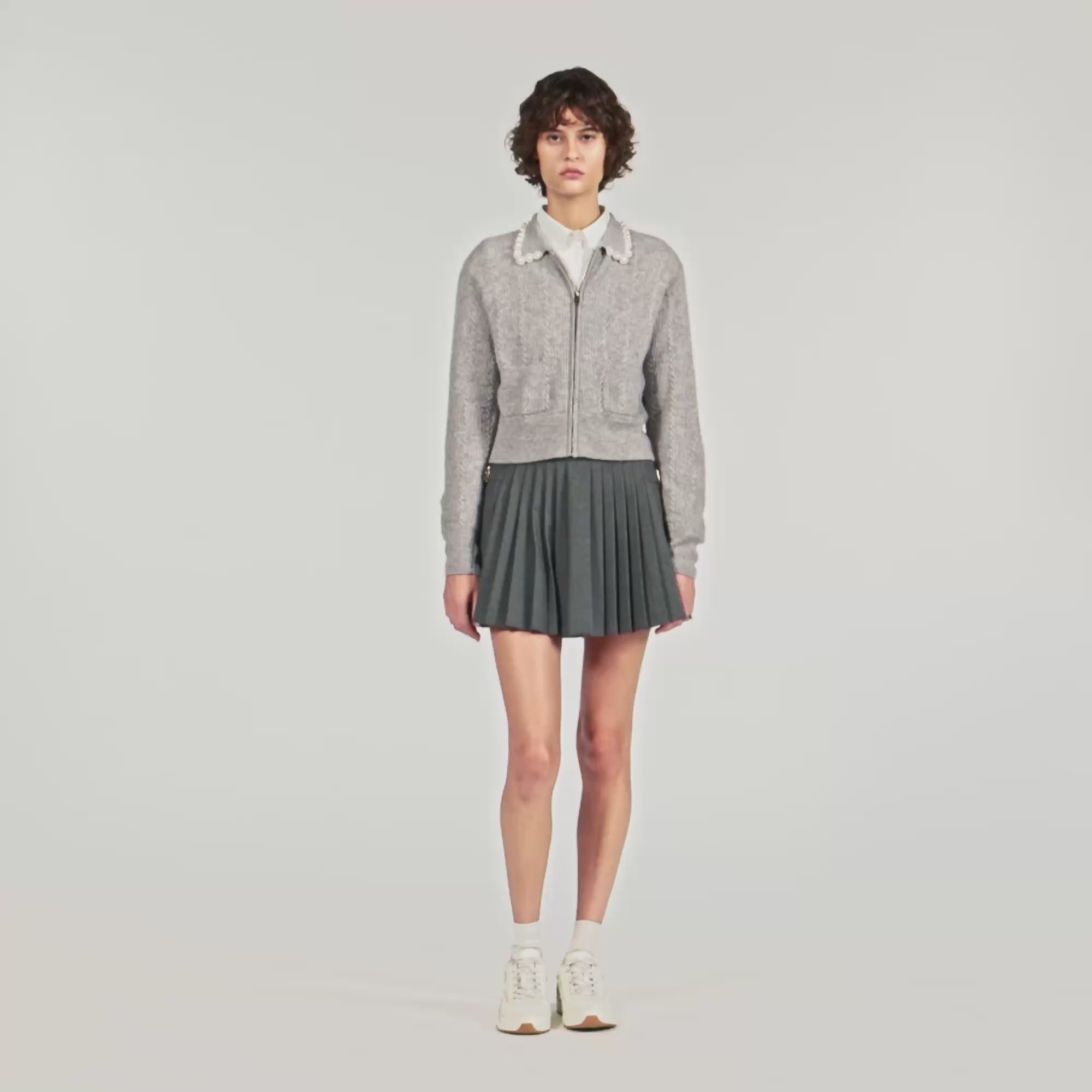 Ameo Cardigan With Beaded Collar Grey