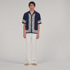 Amalfi Shirt Mc Contrast Print Loose-Fit Shirt Navy Blue
