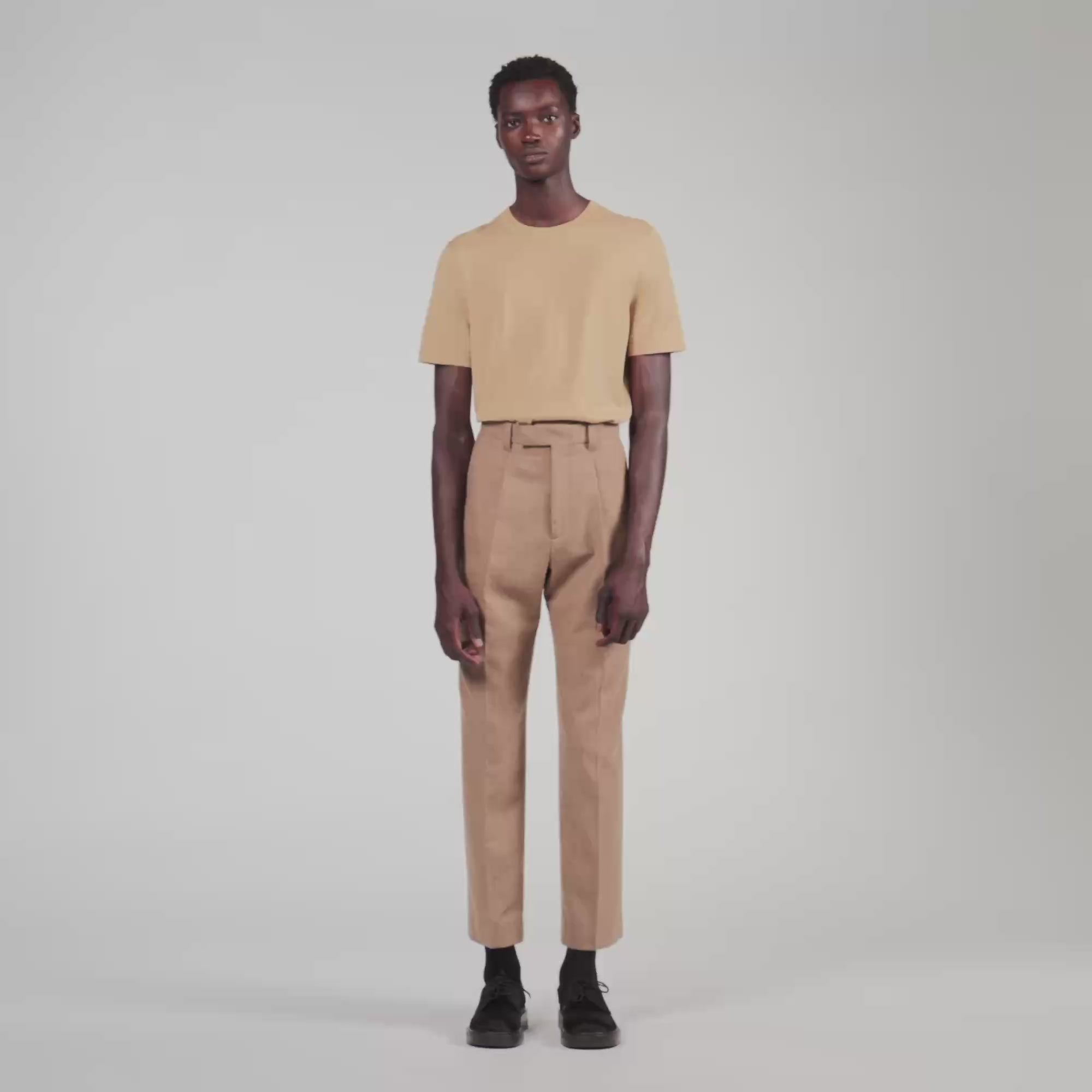 Gerard Pants Flannel Suit Beige Wide-leg wool suit trouser Beige