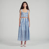 Poppy Long Gingham Linen Skirt BLU / WHITE