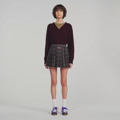Kayla Checked pleated skirt Dark Grey