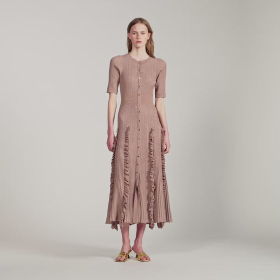 Pietrarosa Sparkling knit maxi dress Nude