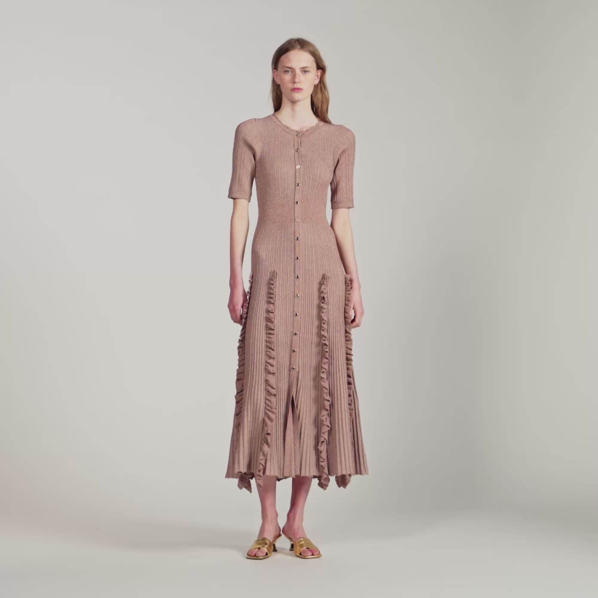 Pietrarosa Sparkling knit maxi dress Nude