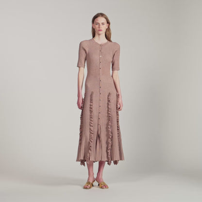 Pietrarosa Sparkling knit maxi dress Nude