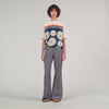 Floral Print Floaty Trousers Deep Blue Ocher