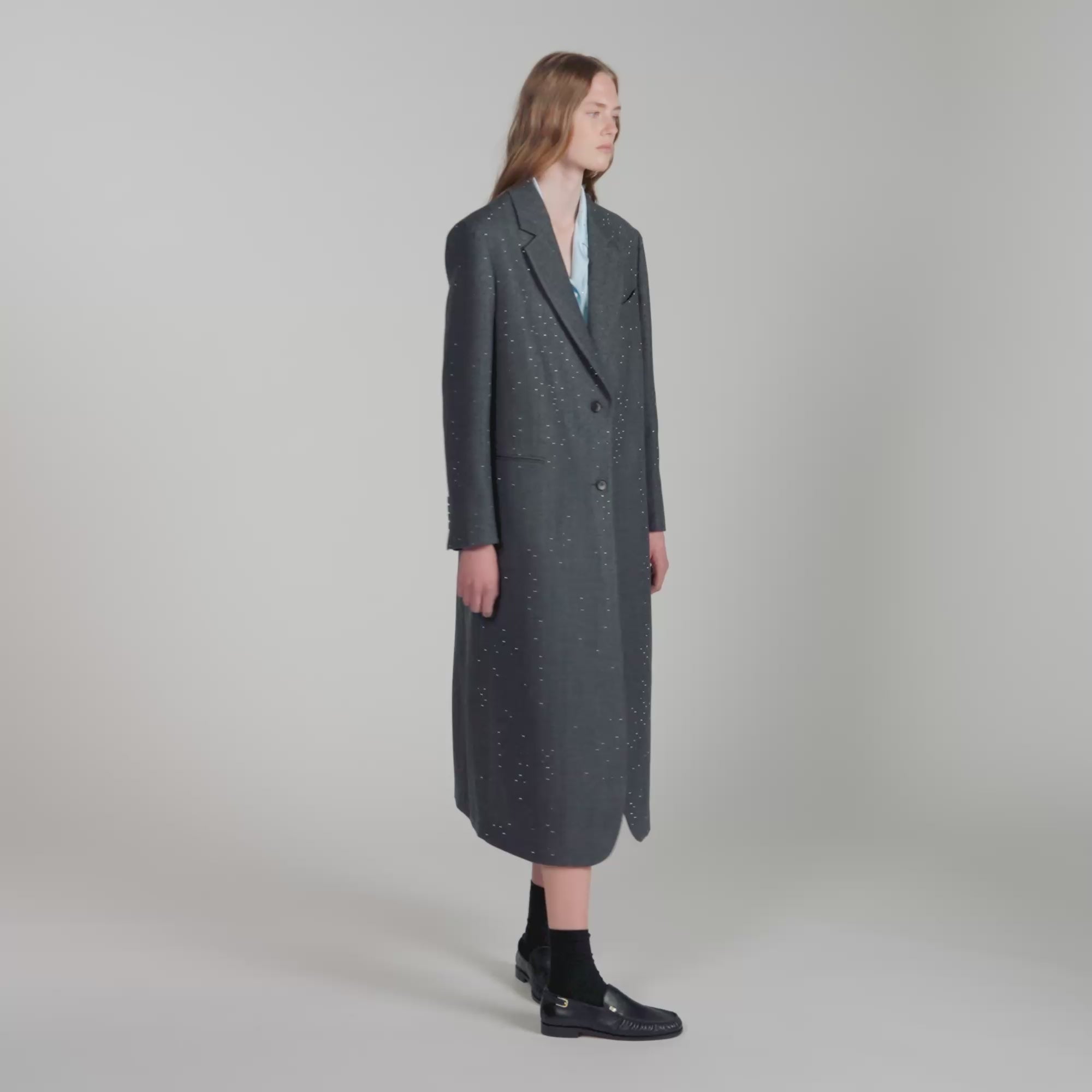 Evan  Longline Coat Dark Grey