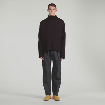 Oversize Rib Turtleneck Ribbed wool and cashmere jumper Chocolate