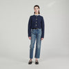 Meunie Cardigan With Ruffle Collar Navy Blue