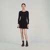 Ruby Pleated Knit Short Dress Black