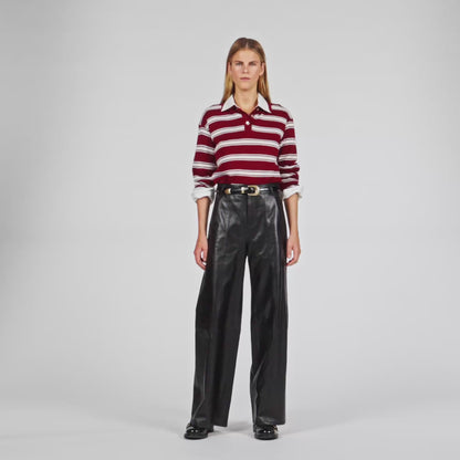 Everlys Wide-Leg Leather Trousers Black
