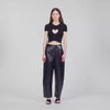Lovejoy Ruched heart cropped T-shirt Black