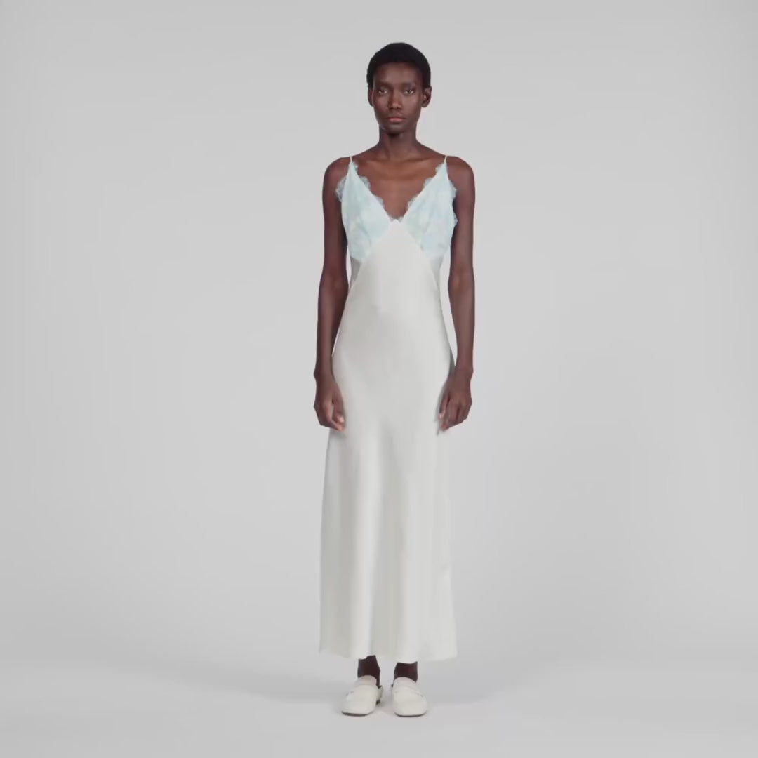 Tess Lingerie-Style Maxi Dress Ecru