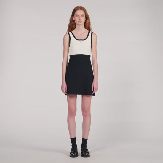 Ellie Two-Tone Knit Short Dress BLACK