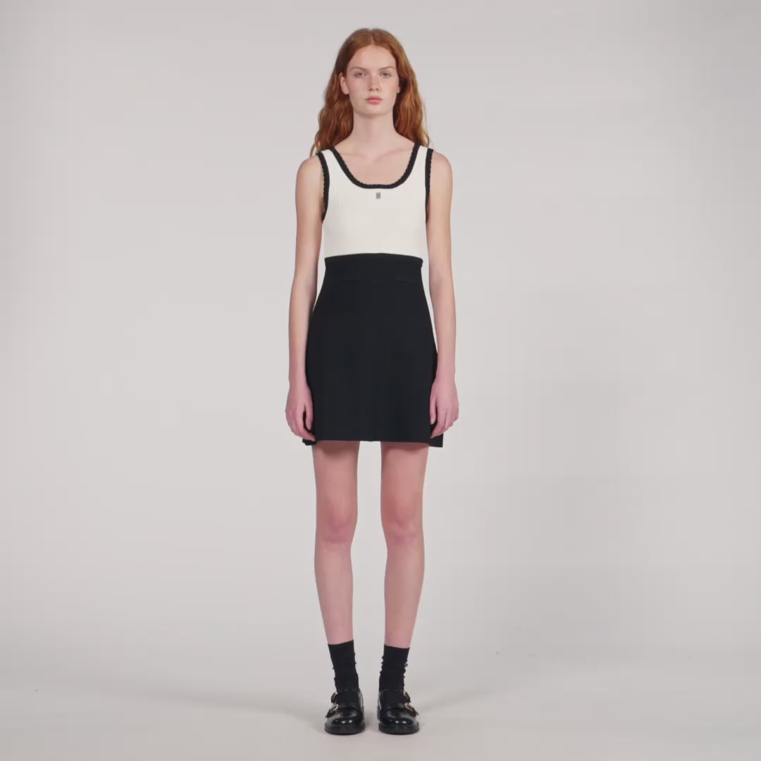 Ellie Two-Tone Knit Short Dress BLACK