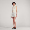 Noemi Cropped Cotton T-Shirt With Lace Ecru