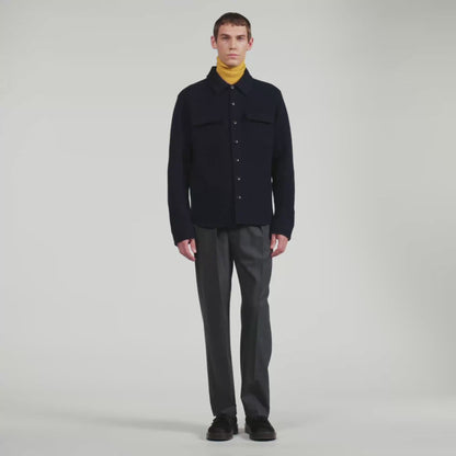 Felted Shirt Boiled wool overshirt Navy Blue
