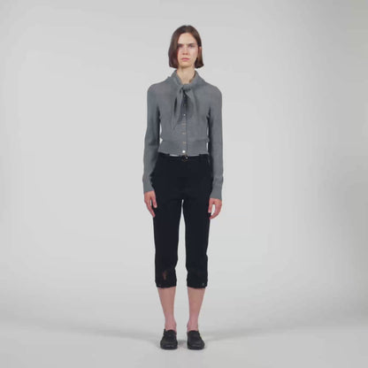 Coralyne Pointelle Knit Cardigan Grey