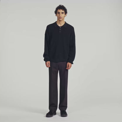 Alpaca Polo Ribbed alpaca polo shirt Black