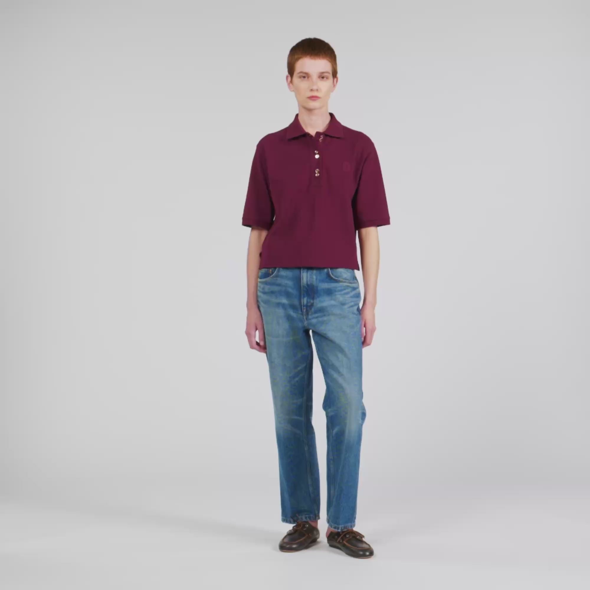 Polie Polo Shirt With Decorative Buttons Bordeaux