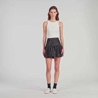 Jaima Short Striped Sequin Skirt Black / White