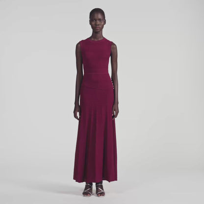 Samantha Pointelle knit maxi dress Bordeaux