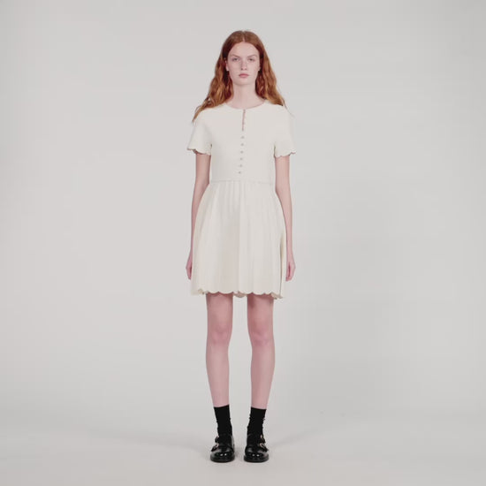 Gisele Pointelle Knit Short Dress ECRU