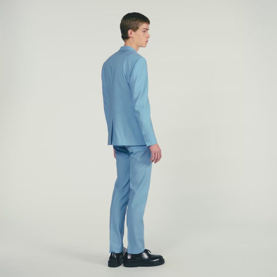 Formal Bleu Ciel Wool Suit Jacket Sky Blue