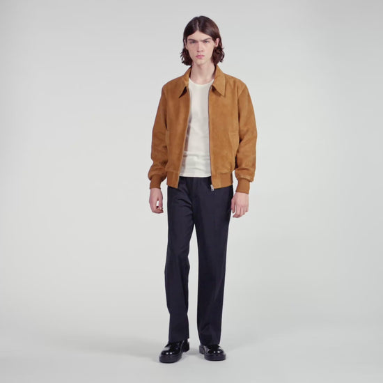 Thomas Jacket Nubuck Suede Leather Jacket Cognac