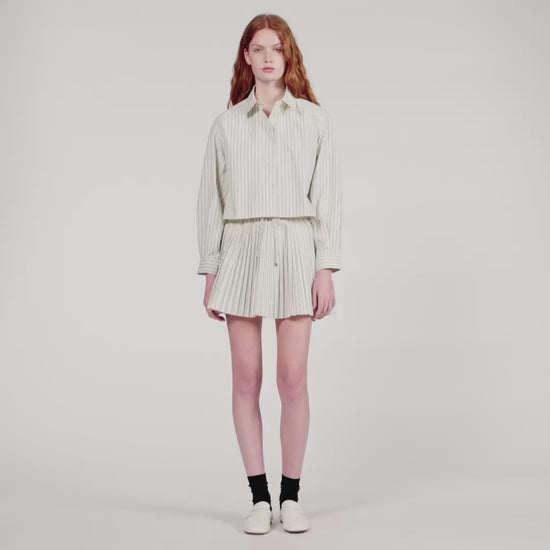 Cassiopee Striped Rhinestone Shirt Ecru