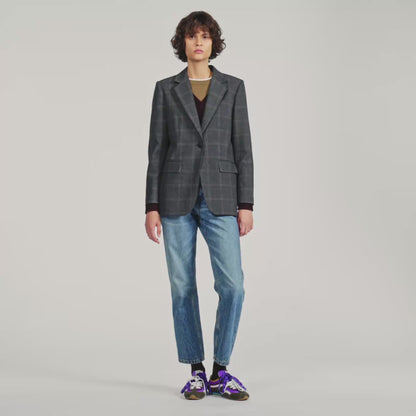 Saveria Check tailored jacket Grey