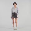 Camilla Short Aged Leather Skirt Brown