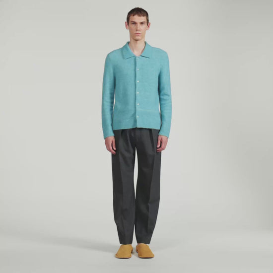 Mohair Shirt Cardigan Alpaca and wool cardigan Turquoise