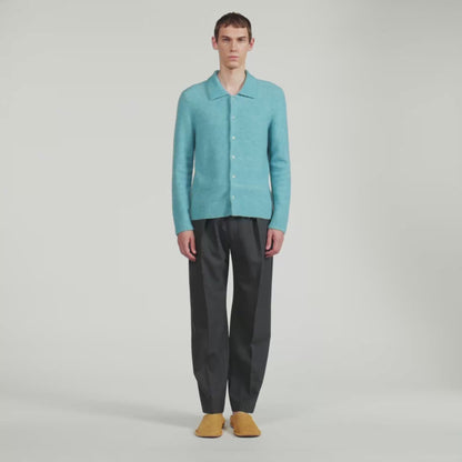 Mohair Shirt Cardigan Alpaca and wool cardigan Turquoise