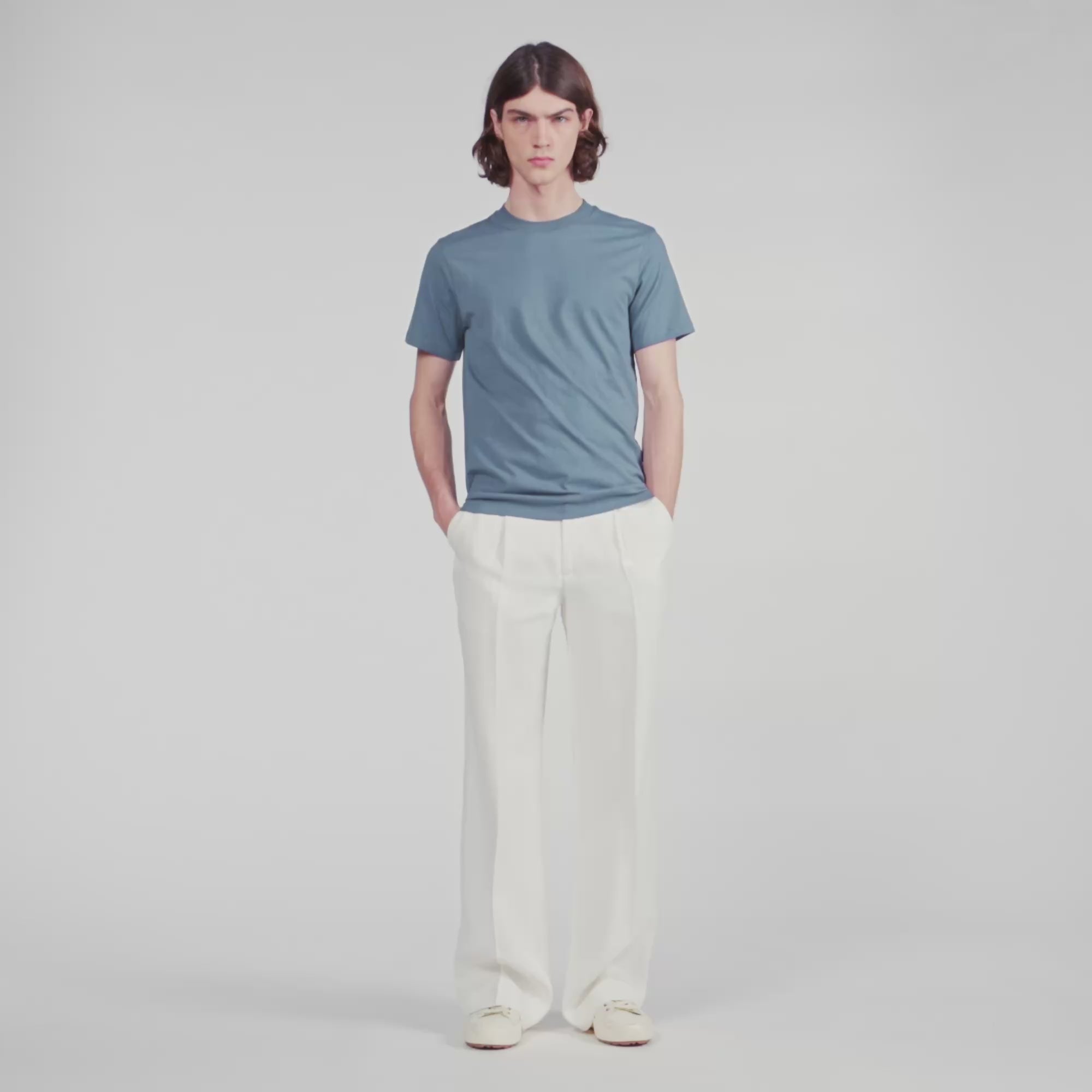Sandro Logo Tee Cotton T-Shirt Grey / Blue