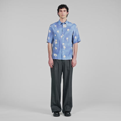 Waterflower Shirt Mc Floral Motif Shirt Blue Office