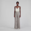 Leyo Wide-Leg Checked Wool Trousers Greige