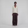 Gabri Striped Ribbed Cardigan ECRU / BROWN