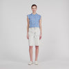 Cerise Check Smocked T-Shirt BLU / WHITE