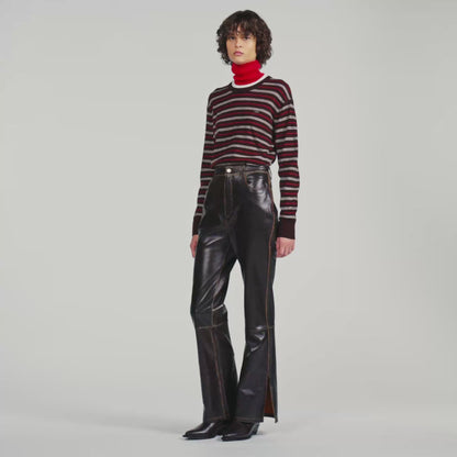 Thompson Distressed leather trousers Brown