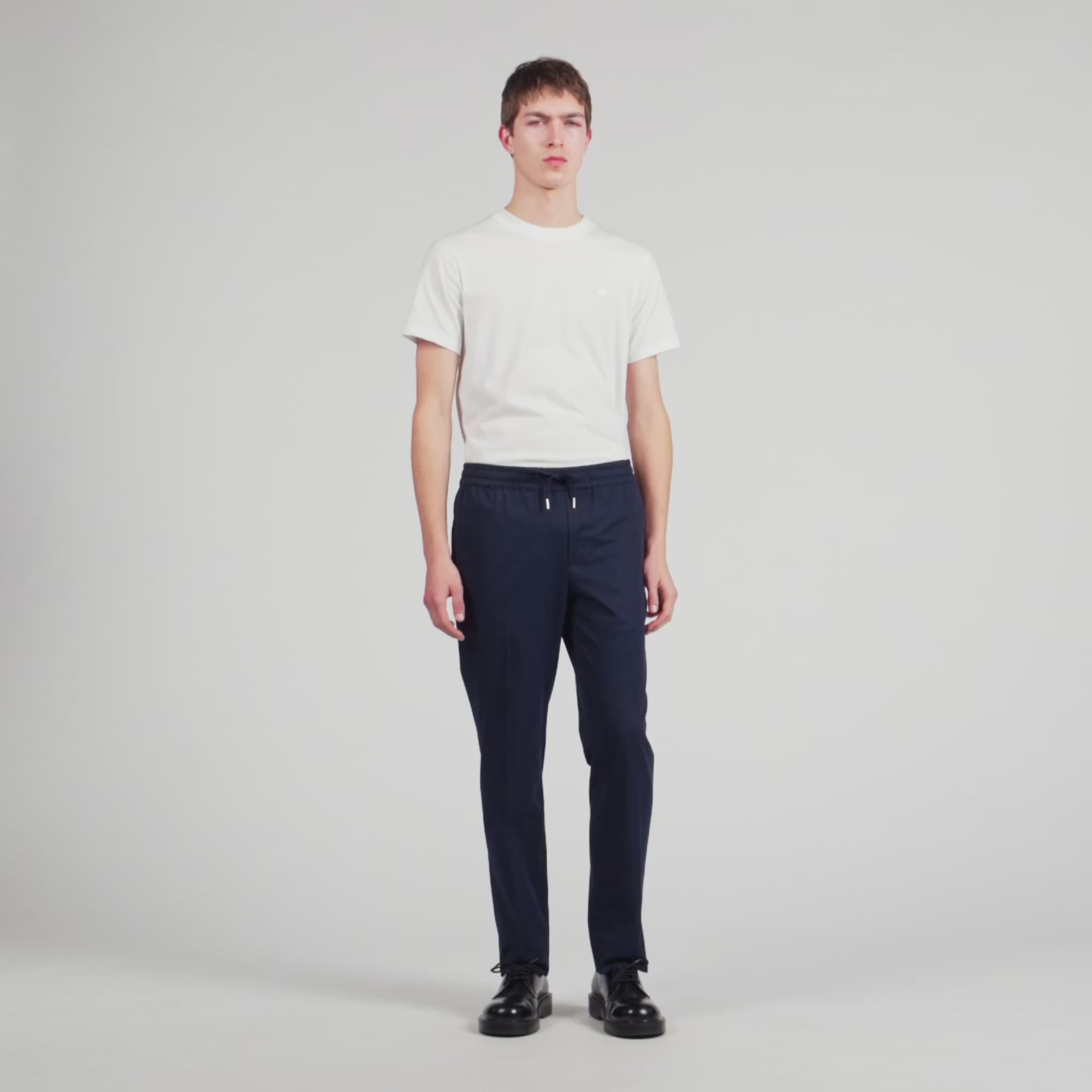 Elasticated Straight Leg Trousers Midnight Blue