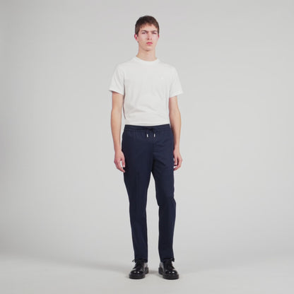Elasticated Straight Leg Trousers Midnight Blue