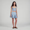 Rosie Short Gingham Linen Skirt BLU / WHITE