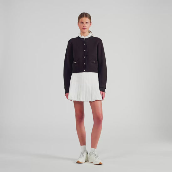 Meuna Cardigan with removable ruffle collar Brown